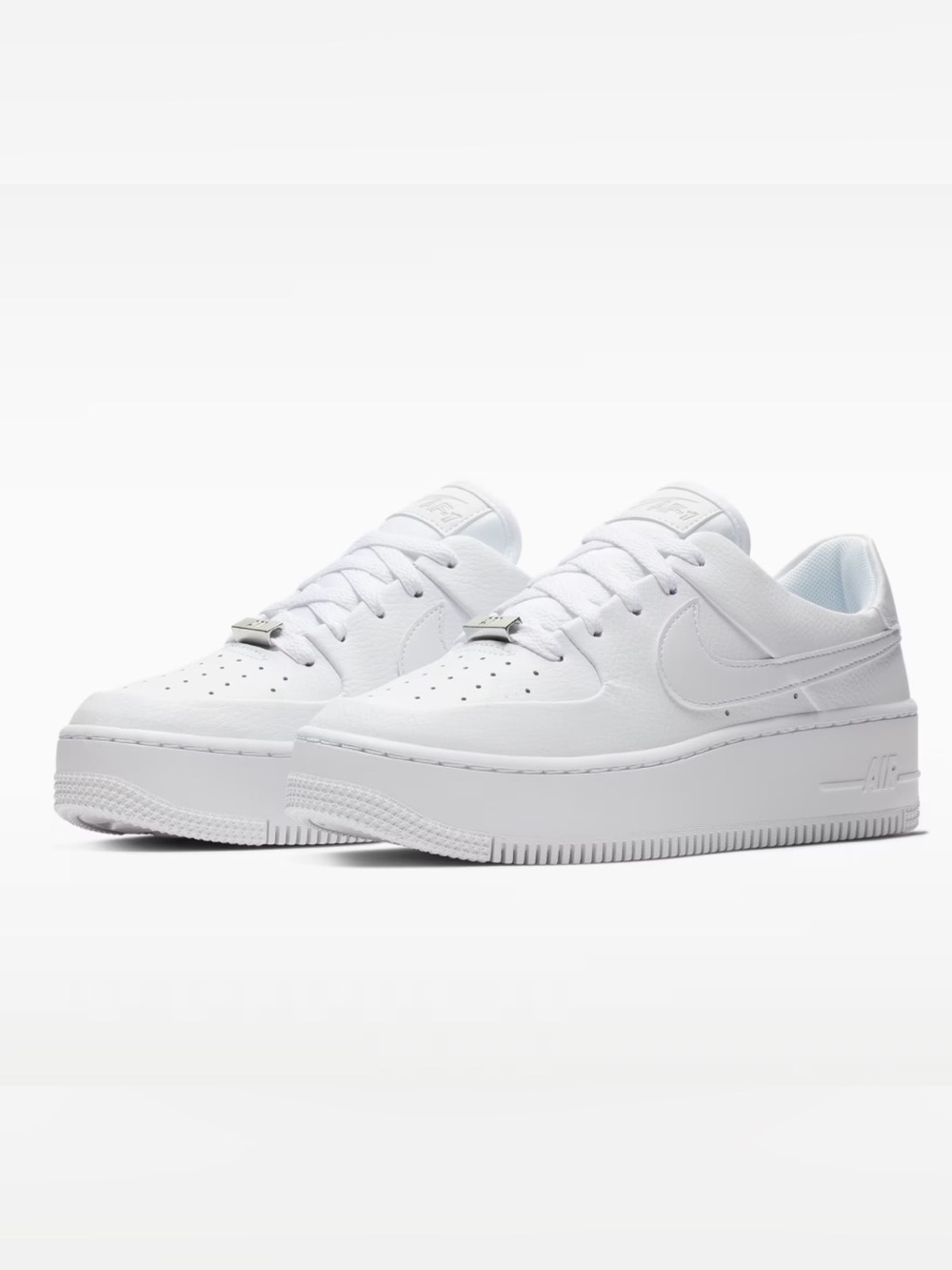 Nike Air Force 1 Sage White Leather Platform Low Sneakers